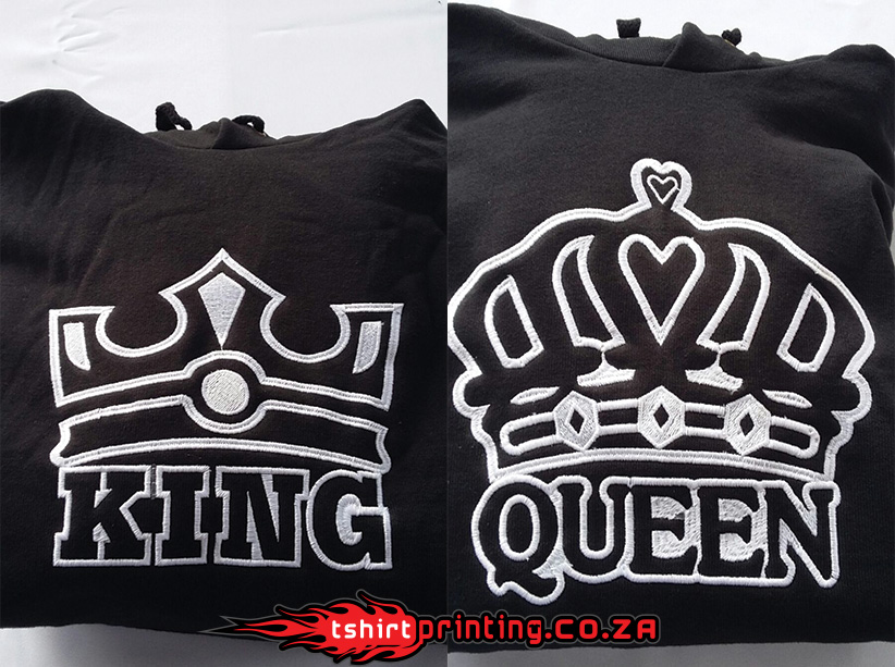 Large embroidery, King & Queen Embroidered hoodies