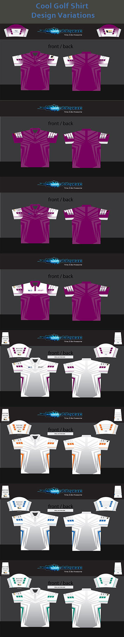cool-golf-shirt-designs-variations-purple-and-white-corporate-dye-sublimation-golfers