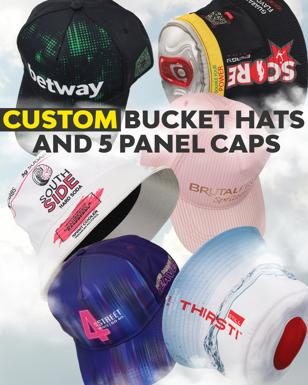custom all overprinted caps